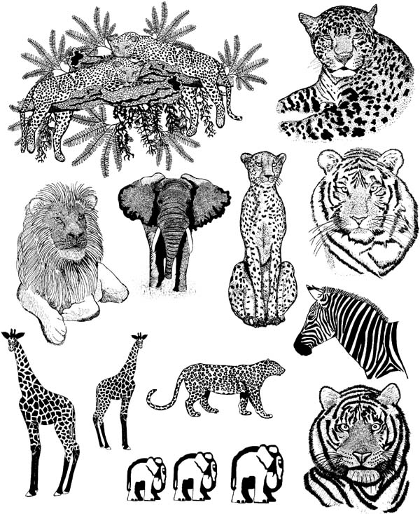 African Animals Unmounted Rubber Stamp Sheet African Animals Unmounted Rubber Stamp Sheet