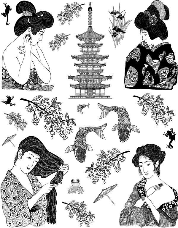 Asian Ladies Vol 5 Unmounted Rubber Stamp Sheet Asian Ladies Vol 5 Unmounted Rubber Stamp Sheet