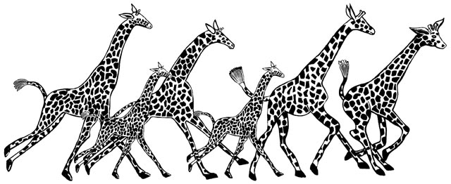 6-5/8 inch x 2-5/8 inch Running Giraffes Unmounted Rubber Stamp Border 6-5/8 inch x 2-5/8 inch Running Giraffes Unmounted Rubber Stamp Border