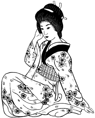 Asian Lady in Light Colored Kimono Unmounted Rubber Stamp Asian Lady in Light Colored Kimono Unmounted Rubber Stamp