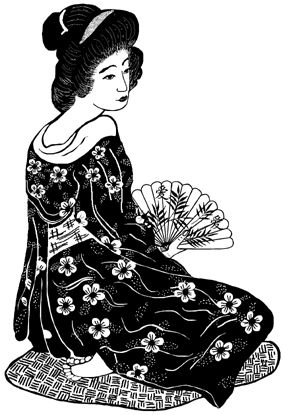 Asian Lady Holding Fan Unmounted Rubber Stamp Asian Lady Holding Fan Unmounted Rubber Stamp