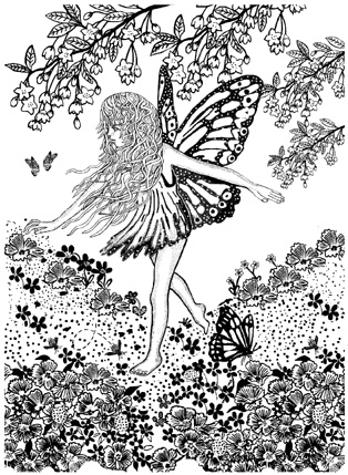 Fairy in Meadow of Flowers Unmounted Rubber Stamp Fairy in Meadow of Flowers Unmounted Rubber Stamp