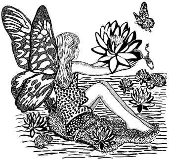 Fairy on a Lily Pad Unmounted Rubber Stamp Fairy on a Lily Pad Unmounted Rubber Stamp