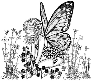 Fairy Kneeling in Flowers Unmounted Rubber Stamp Fairy Kneeling in Flowers Unmounted Rubber Stamp