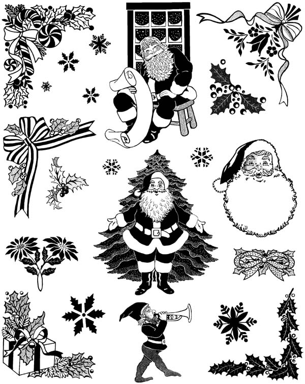 Christmas with Santa Unmounted Rubber Stamp Sheet Christmas with Santa Unmounted Rubber Stamp Sheet