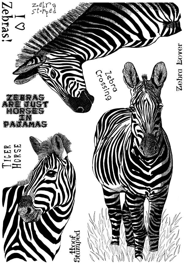 Zebras and Phrases Unmounted Rubber Stamp Sheet Zebras and Phrases Unmounted Rubber Stamp Sheet